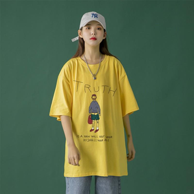 Áo thun nam nữ unisex tay lỡ phông form rộng teen cổ tròn oversize cotton giá rẻ basic đen trắng tee pull  TRUTH