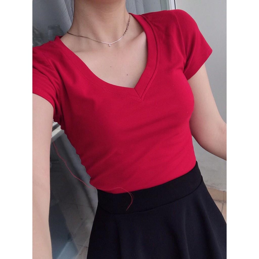 ÁO THUN NỮ TRƠN ÔM BODY CỔ TIM NGẮN TAY – BASIC SHIRT 1