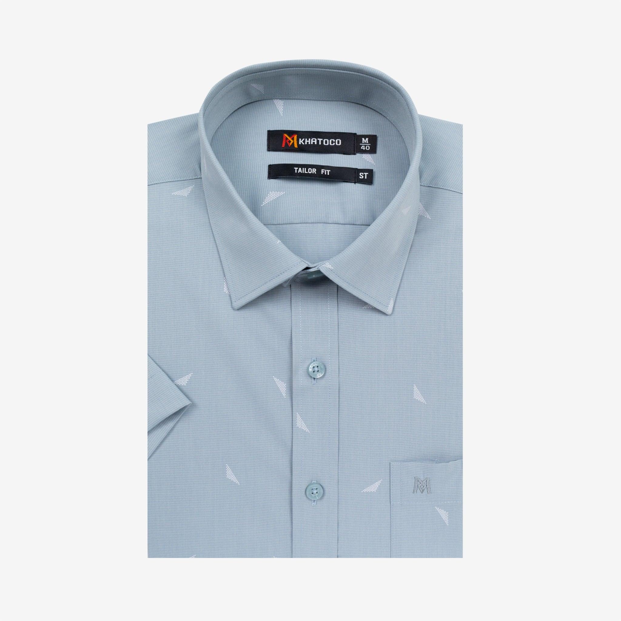Áo sơ mi nam KHATOCO Tailor Fit ngắn tay A1MN498T2-CNIN773-2704-N