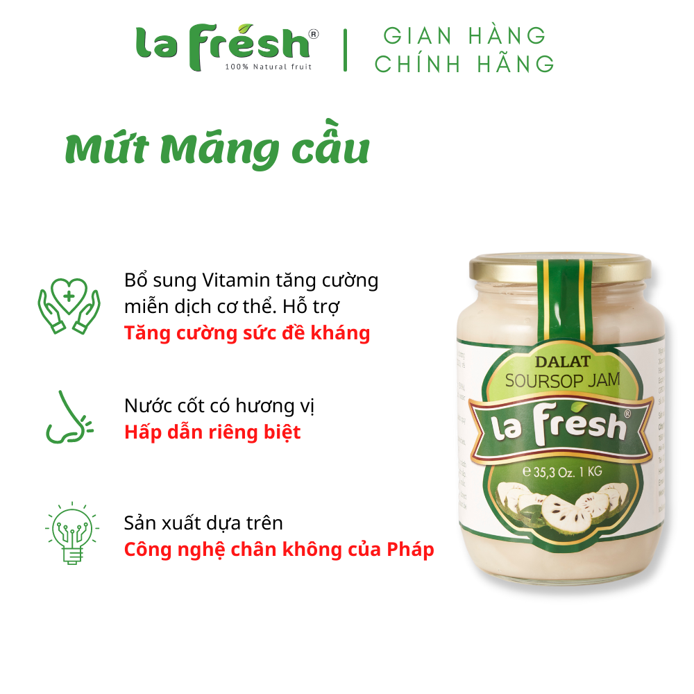 Mứt Mãng Cầu Lafresh Đà Lạt Hủ Thủy Tinh 1kg