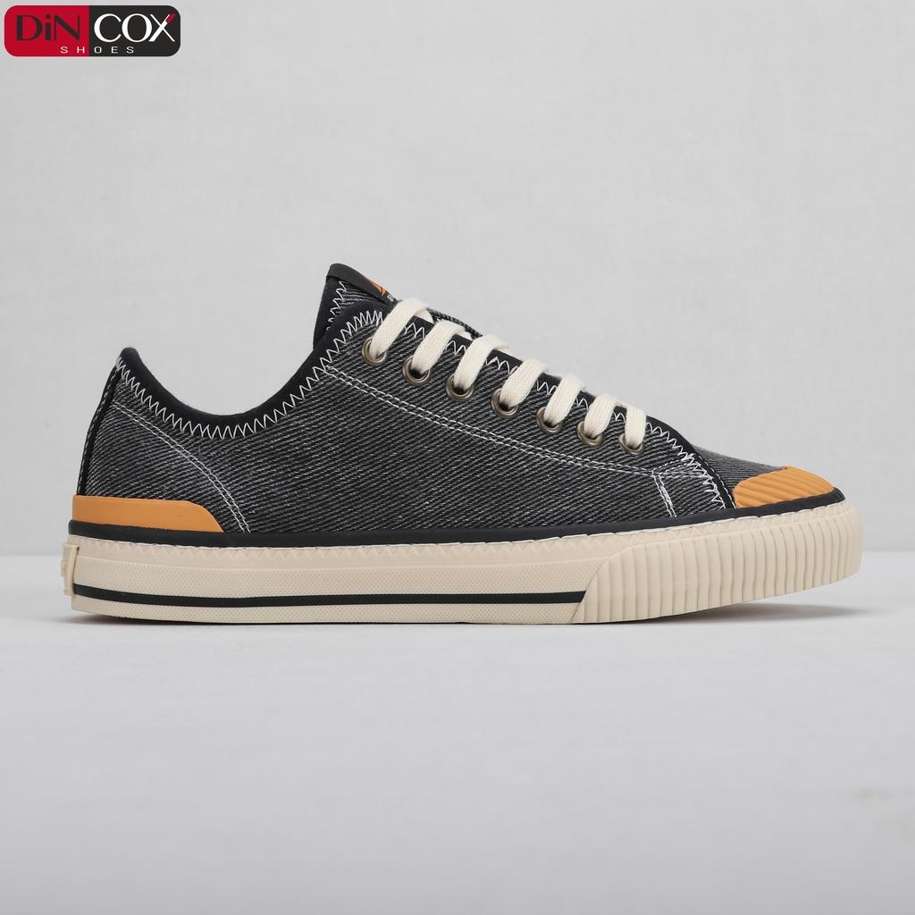 Giày Sneaker Vải Nam DINCOX D21 Ấn Tượng Black Wash Canvas Jean