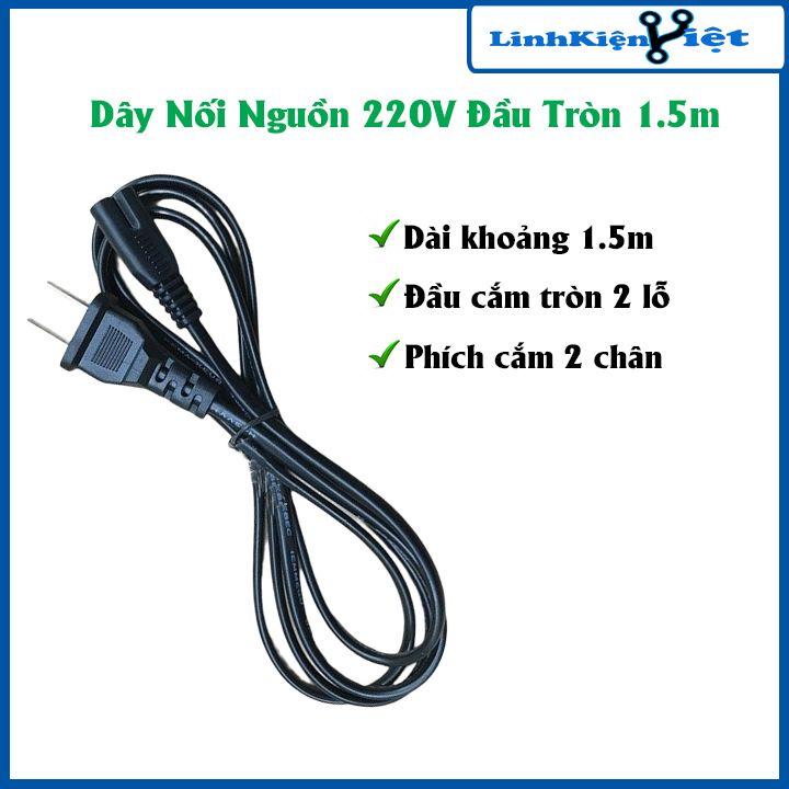 Dây nguồn số 8 220VAC liền giắc cắm 2 chân dài 1 mét đầu tròn dùng cho nguồn laptop