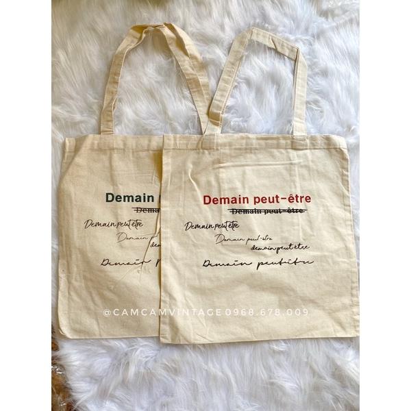 Túi tote canvas vải túi tote vải trắng ngà ulzzang vintage