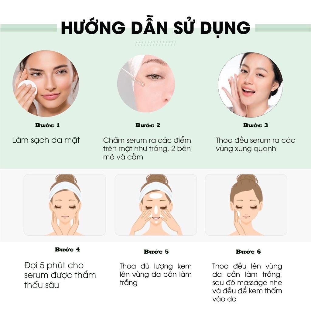 Bộ SP dưỡng trắng da mặt: Kem Face Pháp 50g + Serum 50ml - Giúp Dưỡng Trắng Da Mềm Mịn Căng Bóng