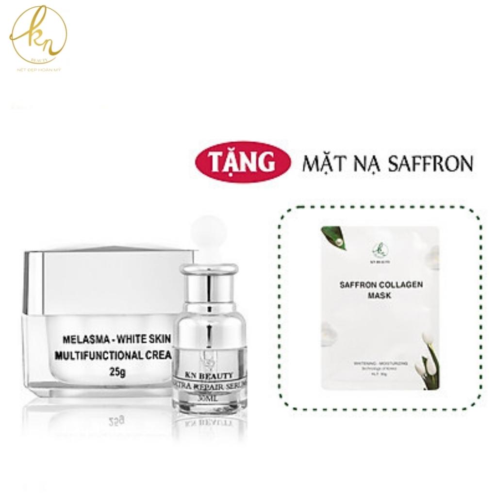 Bộ 2 sản phẩm Xóa Mờ Thâm Nám, Tàn Nhang, Đồi Mồi, Làm Trắng Da, Chống Nắng KN Beauty chuyên sâu : Kem dưỡng 25g + Serum 30ml