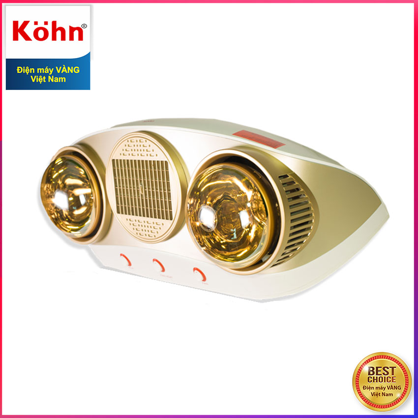 Đèn sưởi nhà tắm 2 Bóng Braun Kohn KU02PG, có quạt - Hàng Chính Hãng