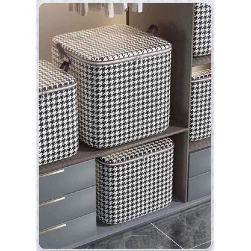 Giỏ Đựng Quần Áo Sọc Caro Trắng Đen – Đựng Chăn Màn, Gối, Quần Áo Tiện Dụng