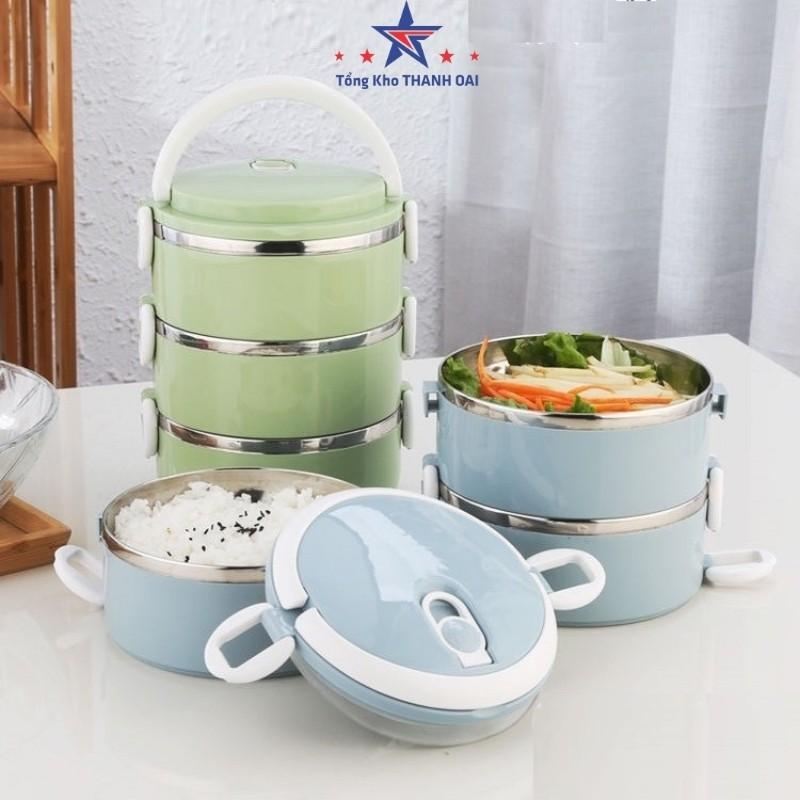 Hộp đựng cơm, Hộp đựng thực phẩm, Cặp lồng cơm giữ nhiệt Lúa Mạch Ruột Inox Chất Lượng Số 1 4 tầng