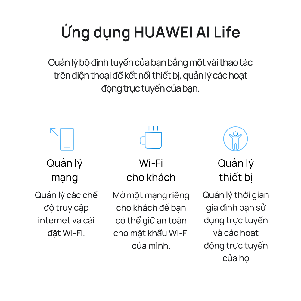 Router WiFi HUAWEI AX2 | WiFi6 5GHz hỗ trợ 1500 Mbps | HarmonyOS Mesh+ | Kiểm soát nội dung truy cập | Hàng Chính Hãng