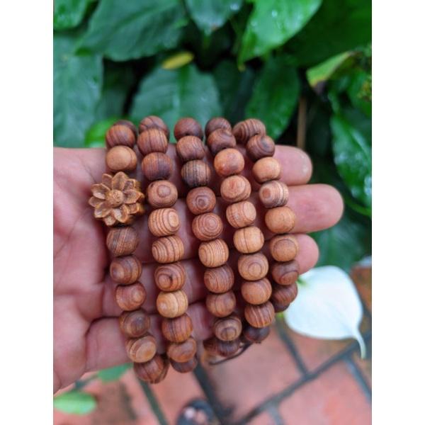 Chuỗi hạt gỗ thơm ngọc am 108 charm mix hoa sen vòng lắc tay nam loại 8 ly