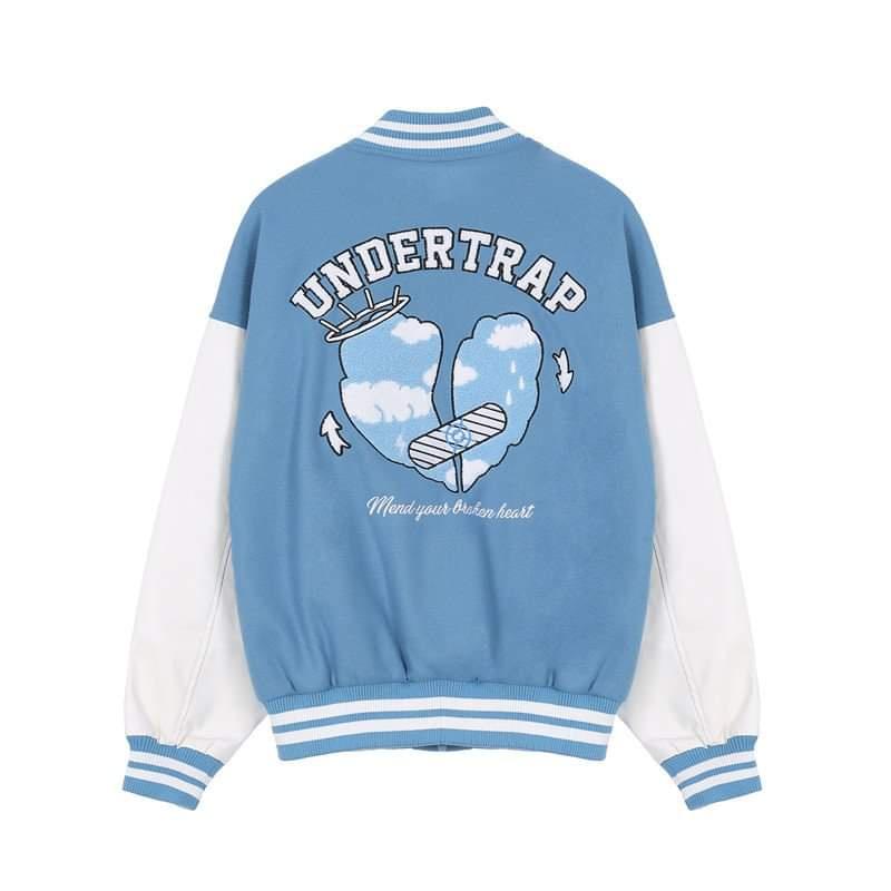 Áo khoác bomber Nỉ UNDERTRAP, Áo bomber Cardigan cài nút Cotton cao cấp form Unisex nam nữ 45-65kg