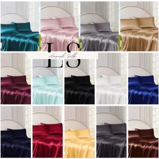 Bộ Ga Gối Phi Lụa Lavish Silk Cao Cấp Mát Lạnh Hàng Loại 1 Không Nối Vải - Xám Ghi