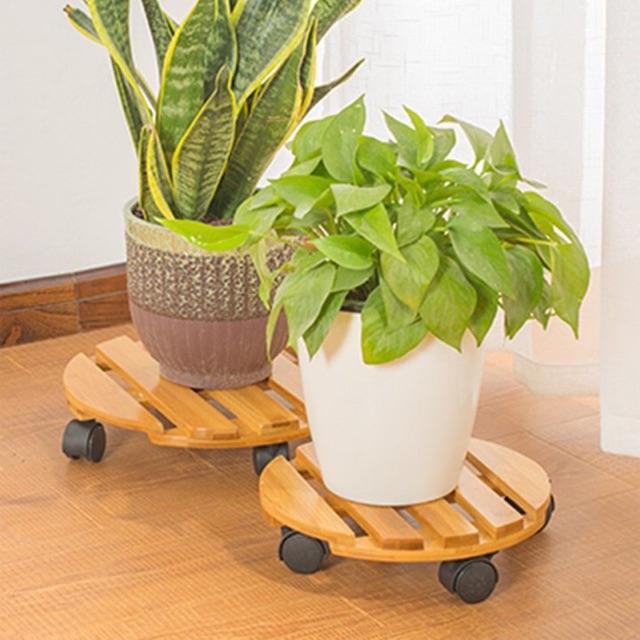 Đế Lót Chậu Cây, Giá Để Chậu Có Bánh Xe, Chất Liệu Gỗ, Đế Để Đồ Đa Năng