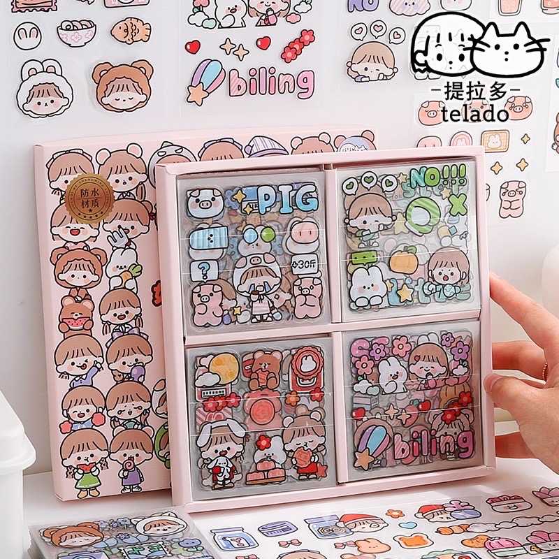 Tách lẻ 25 tờ stickers từ hộp stickers 100 tờ dễ thương (chỉ có 25 tờ không phải nguyên hộp