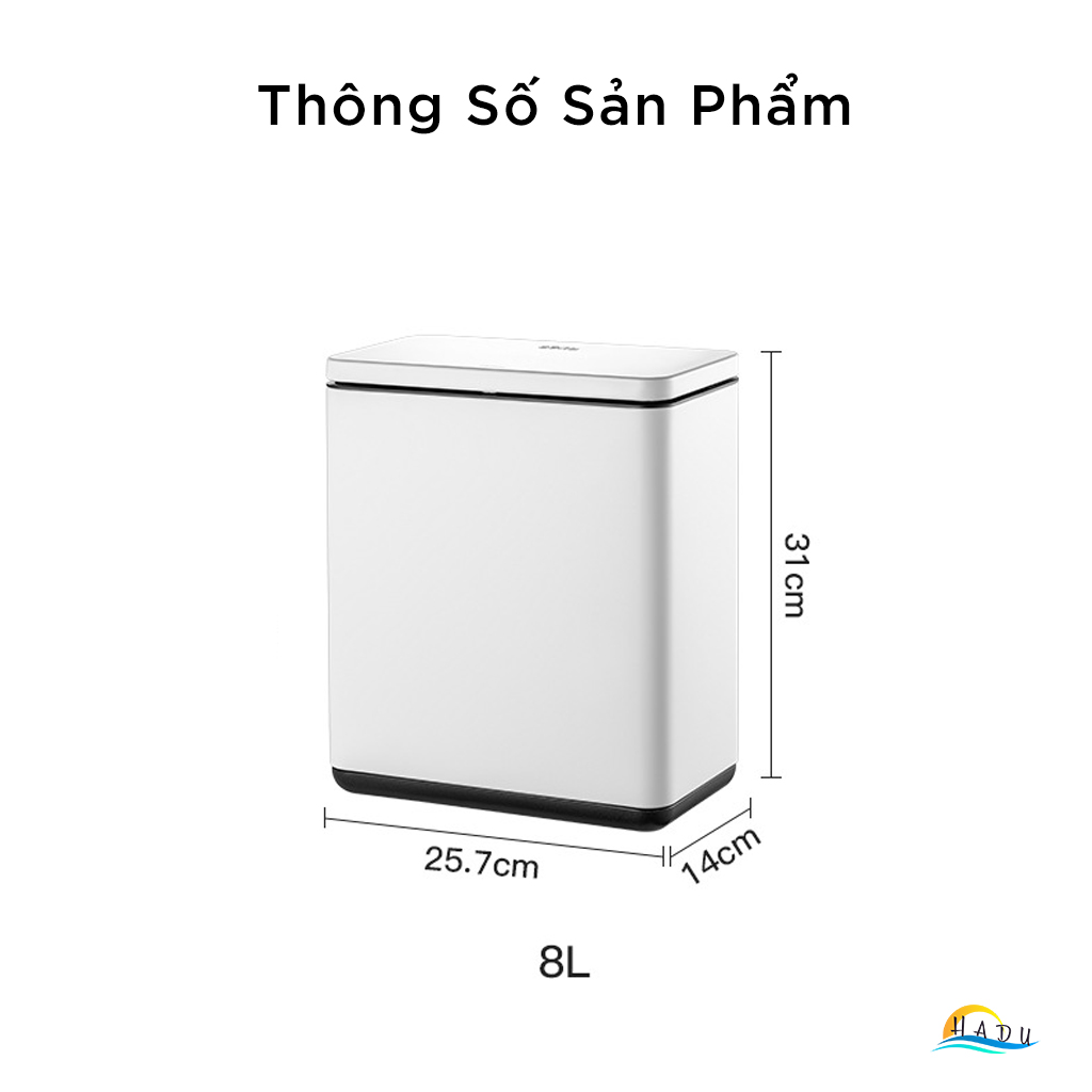 Thùng Đựng Rác Nhà Vệ Sinh Có Nắp 8 Lít Inox Đa Năng Cao Cấp Khử Mùi Than Hoạt Tính CCKO