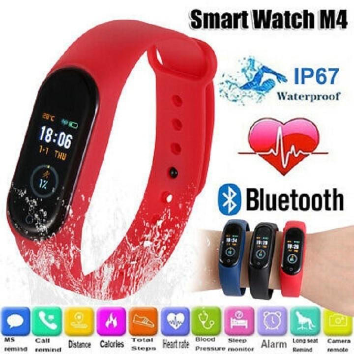 Vòng đeo tay thông minh M4 kết nối bluetooth  hoạt động thể thao ( đỏ )