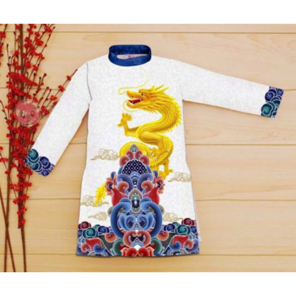 Áo dài tết cho bé trai mẫu rồng vàng mặc lễ tết noel dự tiệc đẹp từ 10-40kg hàng thiết kế cao cấp