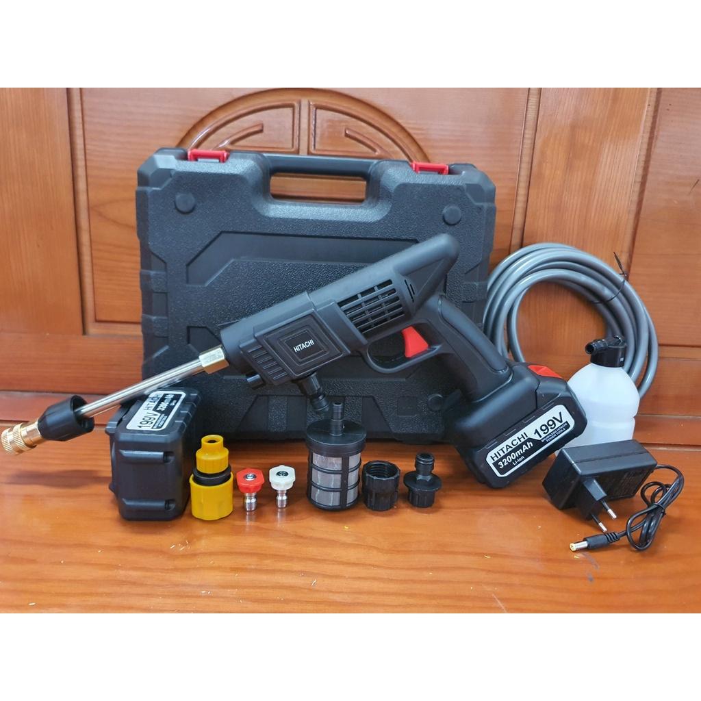 Máy xịt rửa xe không dây, dùng pin khủng 199V, mẫu mới 2021