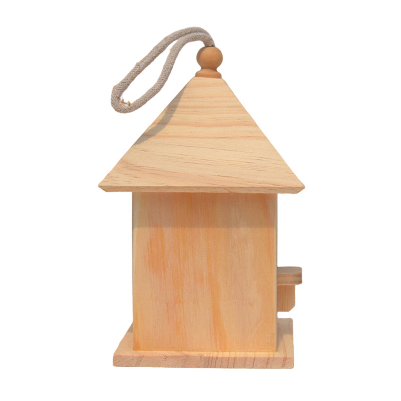 Wooden Birdhouse DIY Arts Crafts Natural Doodle Birdcage for Garden Outside
