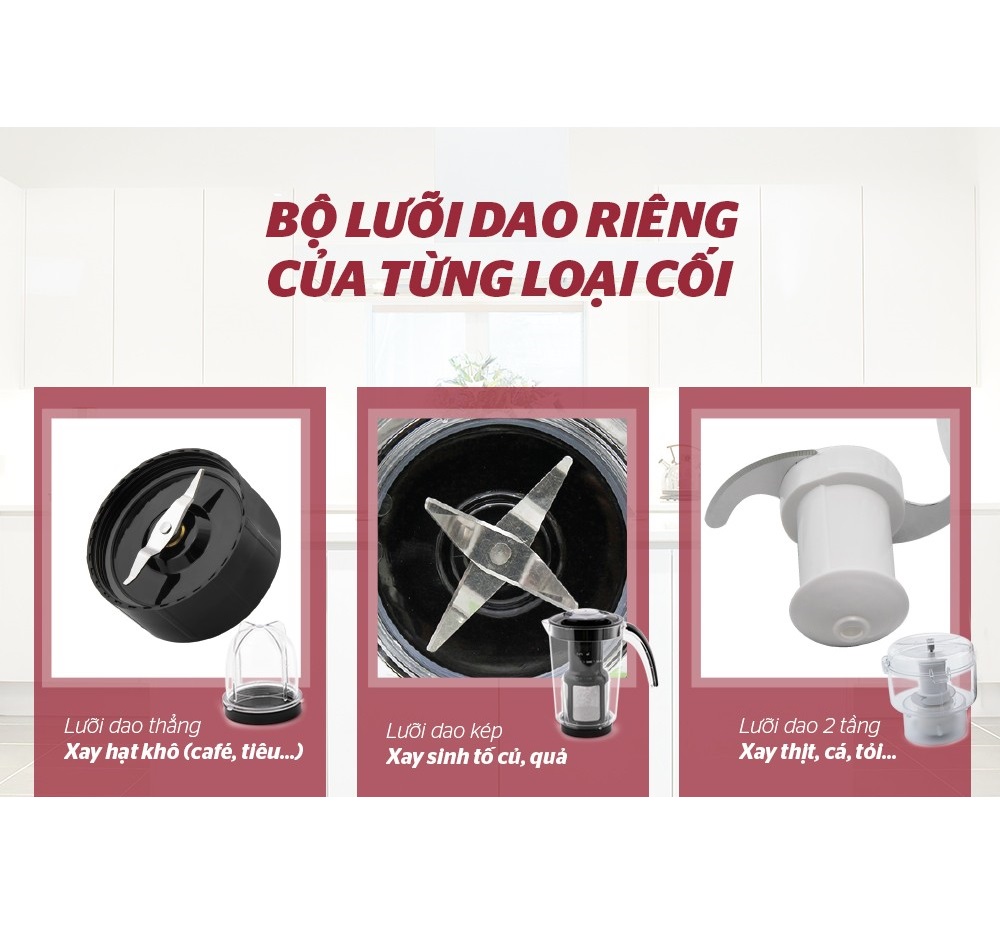 Máy Xay Sinh Tố 3 Cối Sunhouse SHD5322 (1.25L) - Đỏ - Hàng chính hãng