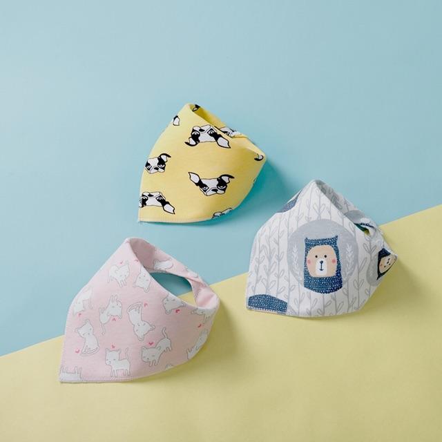 SET 5 yếm 100% cotton NỀN MÀU bé