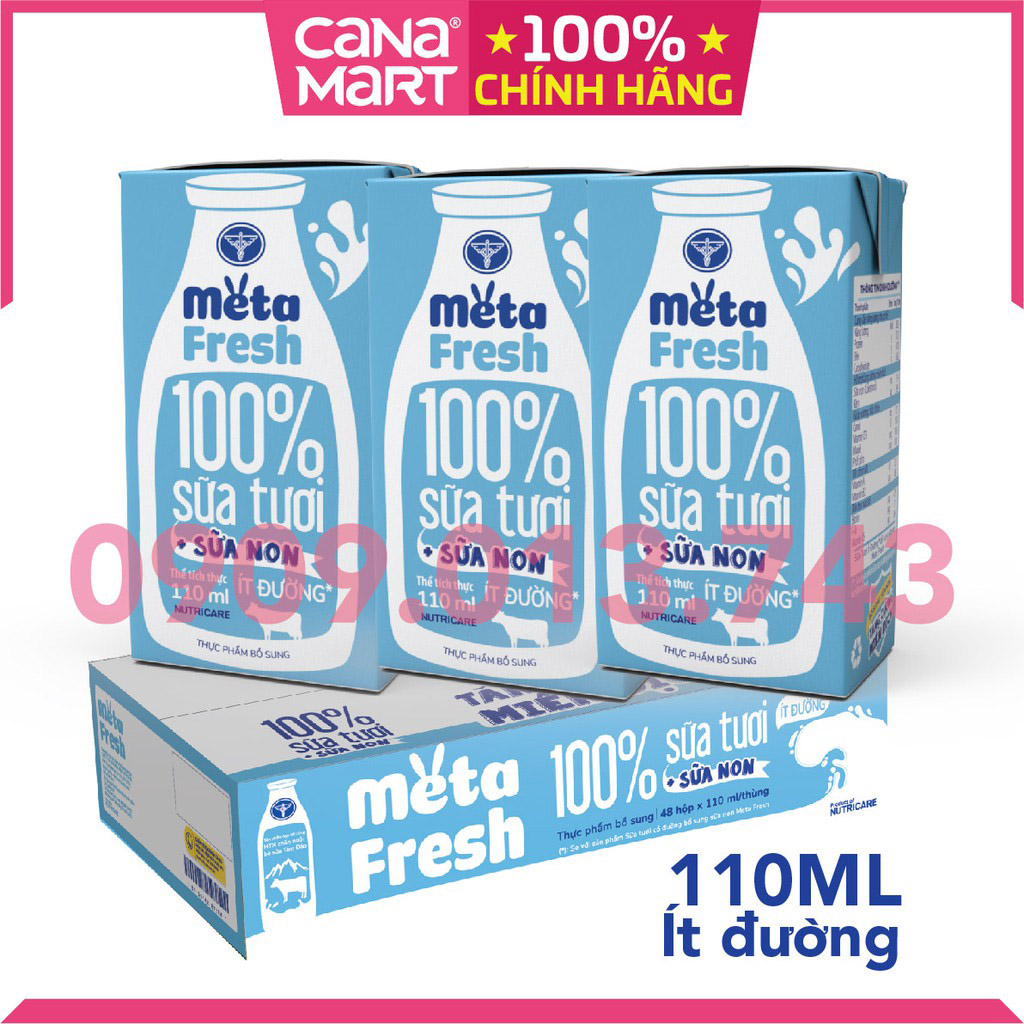 Thùng sữa tươi Nutricare Meta Fresh Ít Đường sữa non tăng cường miễn dịch