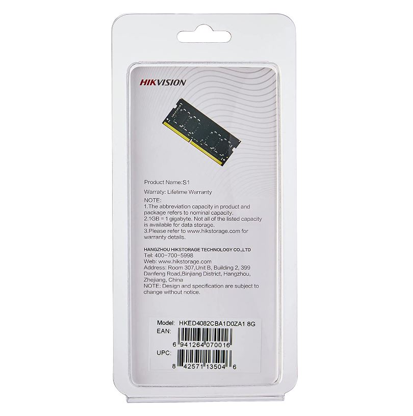 Bộ nhớ trong S1 HIKVISION DDR4 8Gb 2666MHz cho Laptop HKED4082CBA1D0ZA1 - Hàng chính hãng bảo hành 36 tháng