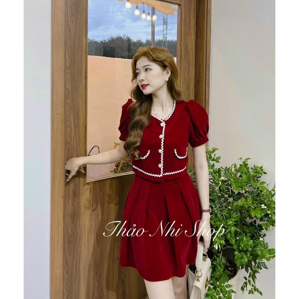 FREE SHIP Set Dạ Tiêu Viền Ren 2 Màu, Set Bộ Áo Khoác Dạ Mix Chân Váy KIM GIA DS