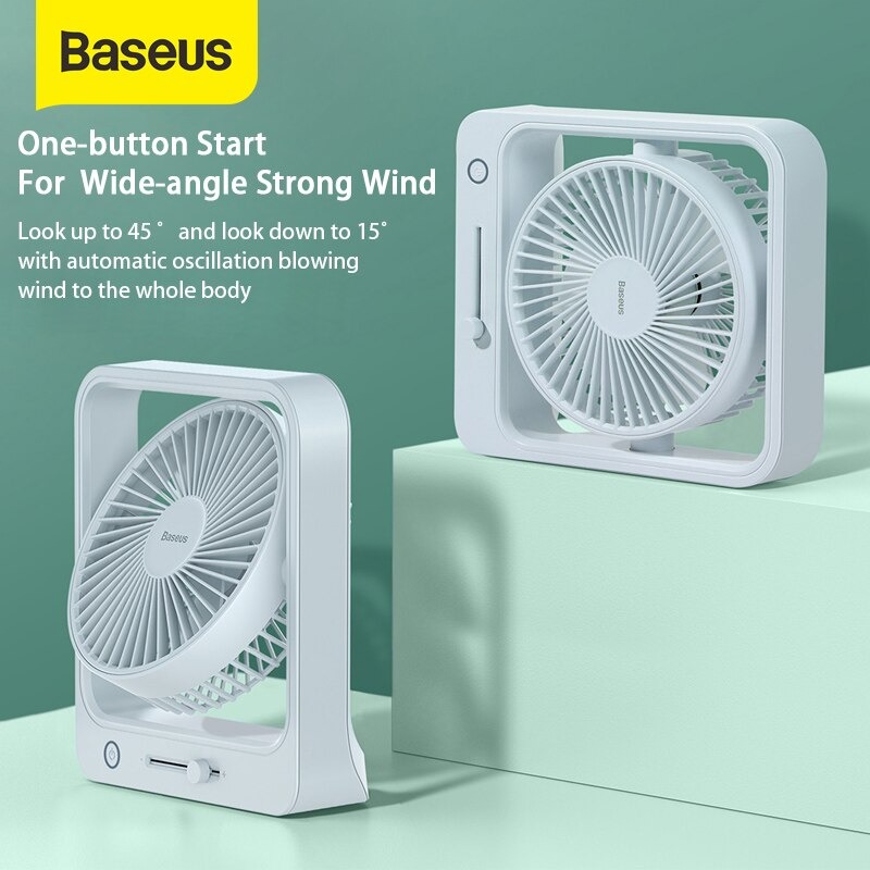 Quạt Mini Pin Sạc Chính Hãng Baseus Cube Shaking Fan (Pin sạc 5400mAh, 18h sử dụng , Xoay 60 độ, Điều chỉnh nhiều cấp tốc độ, Cực êm )