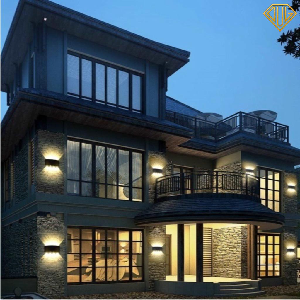 Đèn hắt tường 2 đầu 6 - 8 tia LOẠI SỊN nguồn chống nước CAO CẤP DVLL - Trắng