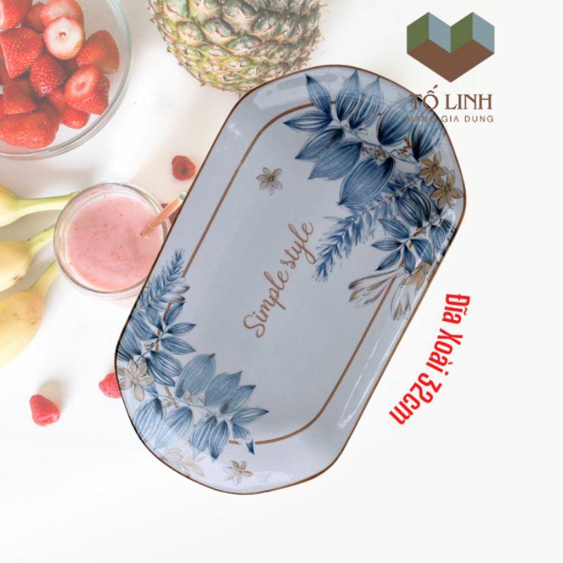 Dĩa Hột Xoài Sứ Cao Cấp Style 31.5cm,,Dĩa Xoài 12 Sứ Cao Cấp Style 31.5cm