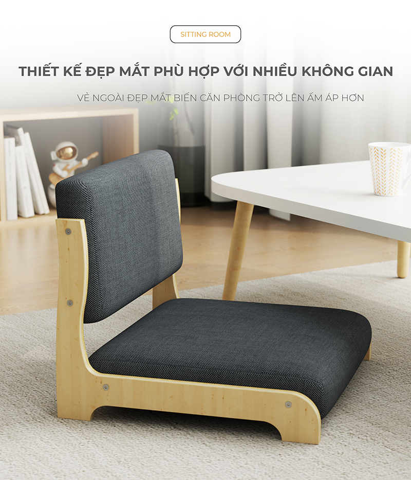 Ghế ngồi bệt kiểu Nhật có tựa lưng mặt đệm êm ái thương hiệu IGA - PG22