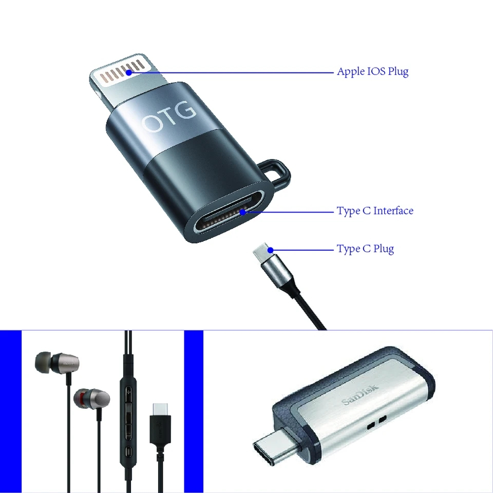Đầu chuyển đổi Cho Micro Thu Âm Không Dây từ Type C sang Lightningg (i.phone) type c sang ios Jack Dây - Hàng Nhập Khẩu
