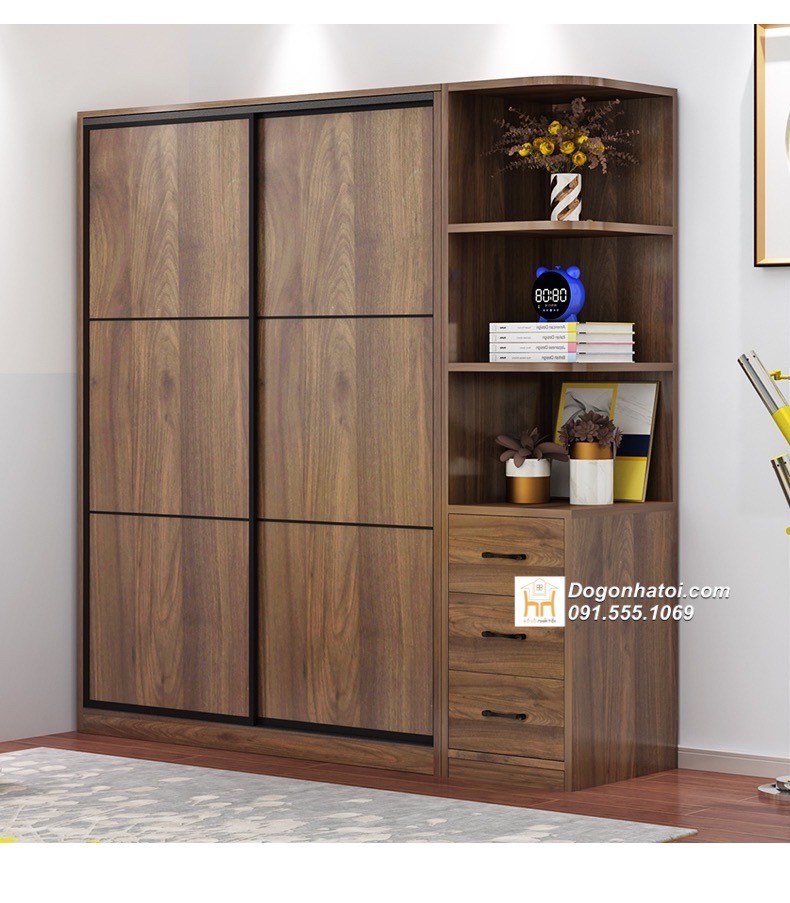 Tủ quần áo cánh lùa gỗ công nghiệp đẹp 2m x 1m8 - TA231