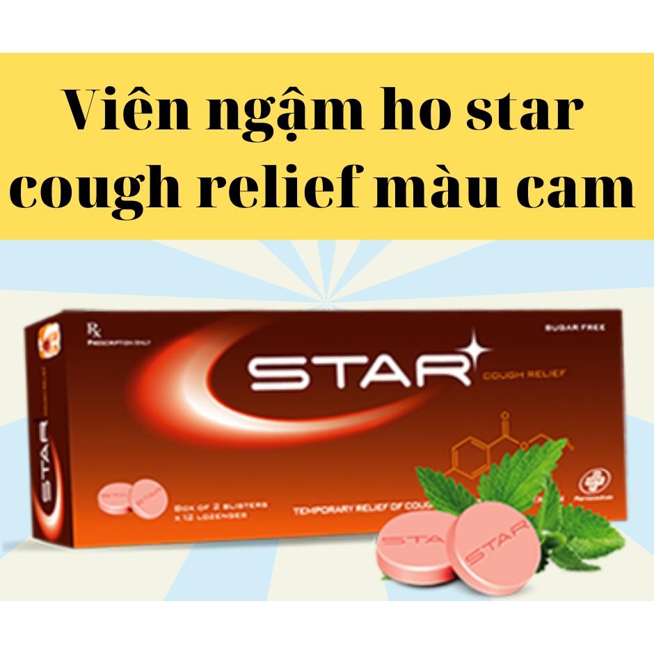 Viên, kẹo ngậm ho, thông mát họng không đường STAR SORE THROAT - màu xanh lá/ xanh dương/cam (hộp 2 vỉ x 12 viên/hộp