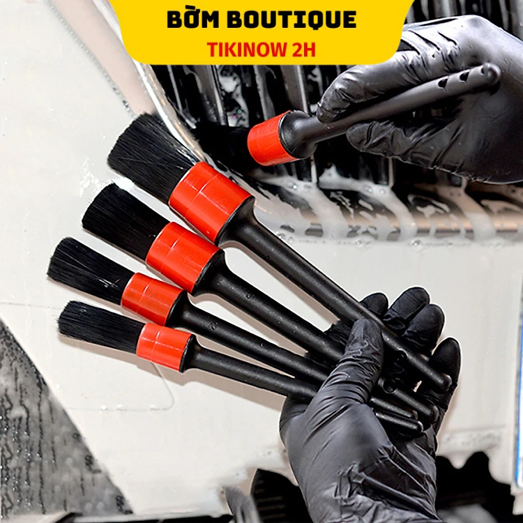 Bộ 5 chổi cọ rửa xe máy, ô tô đa năng, vệ sinh khoang máy, cọ rửa ô tô, bánh xe ô tô, lông cọ dài mềm, không trầy xước