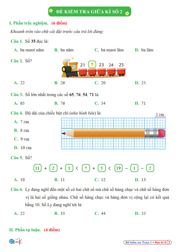 Sách - Đề Kiểm Tra Toán Lớp 1 - Cánh Diều - Học Kì 2