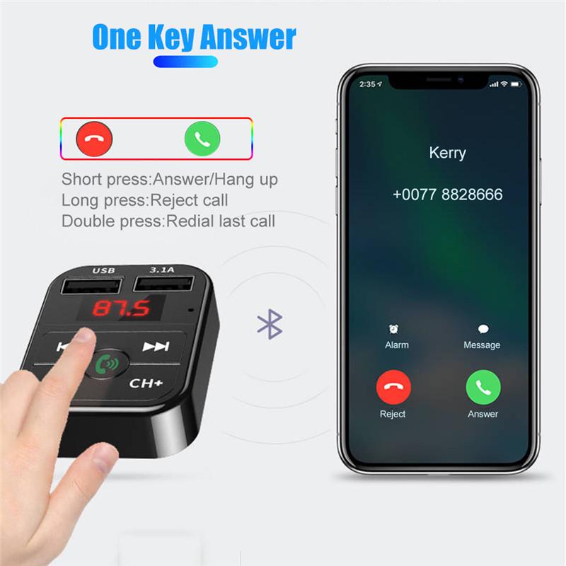 Bộ sạc xe USB nhanh chóng Bluetooth 5.0 FM Bộ điều chế bộ điều chế bộ dụng cụ xe tay 3.1A Bộ sạc nhanh Audio Player