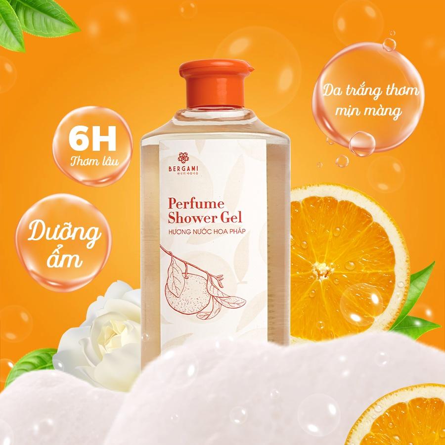 Sữa tắm dưỡng ẩm Bergami, tinh chất VITAMIN C từ CAM TƯƠI, cấp ẩm dưỡng sáng da thơm lâu lưu hương 12 giờ - 330ml