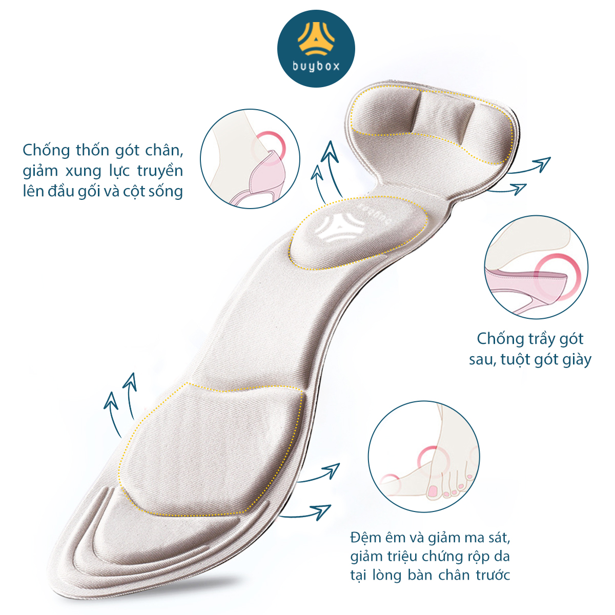 Miếng lót giảm size cho giày bị rộng Cao Cấp - buybox - BBPK11
