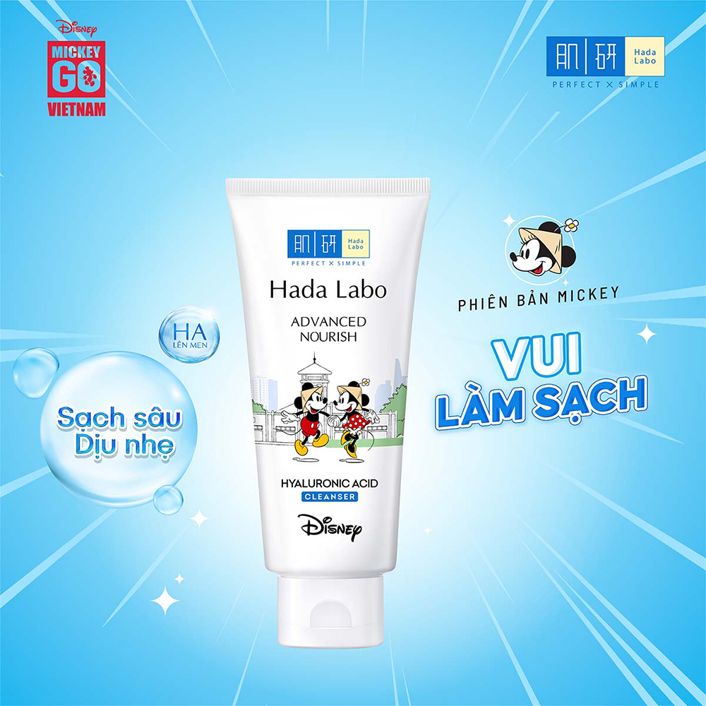 Kem rửa mặt dưỡng ẩm tối ưu Hada Labo Advanced Nourish Cleanser 80g – Phiên bản Mickey