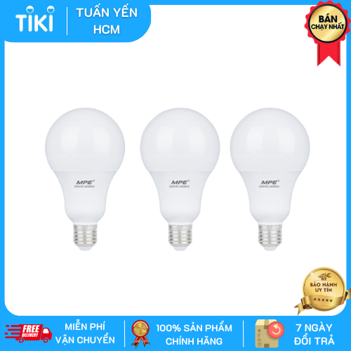 Bộ 3 Bóng Đèn LED Bulb MPE 5W 6000-6500K E27 Ø55 - Ánh sáng trắng