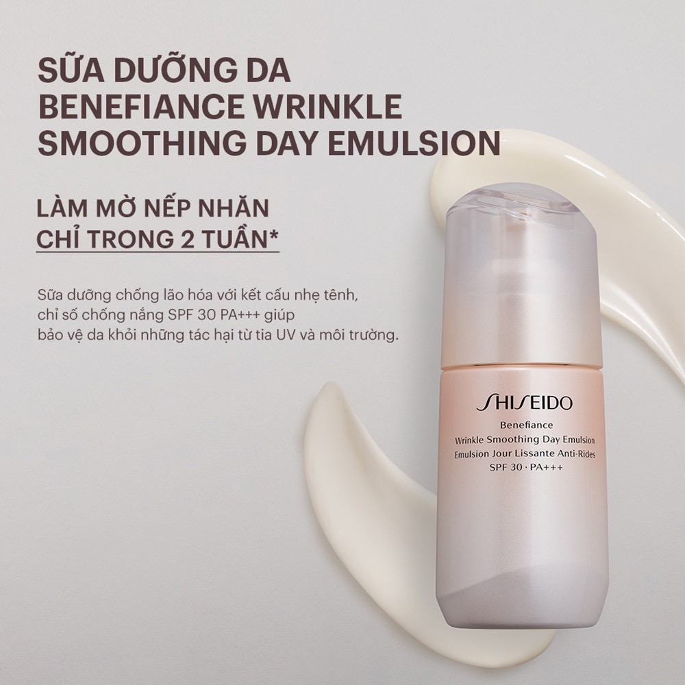 Sữa dưỡng da chống lão hóa ban ngày Shiseido Benefiance Wrinkle Smoothing Day Emulsion SPF 30 PA+++ 75ml