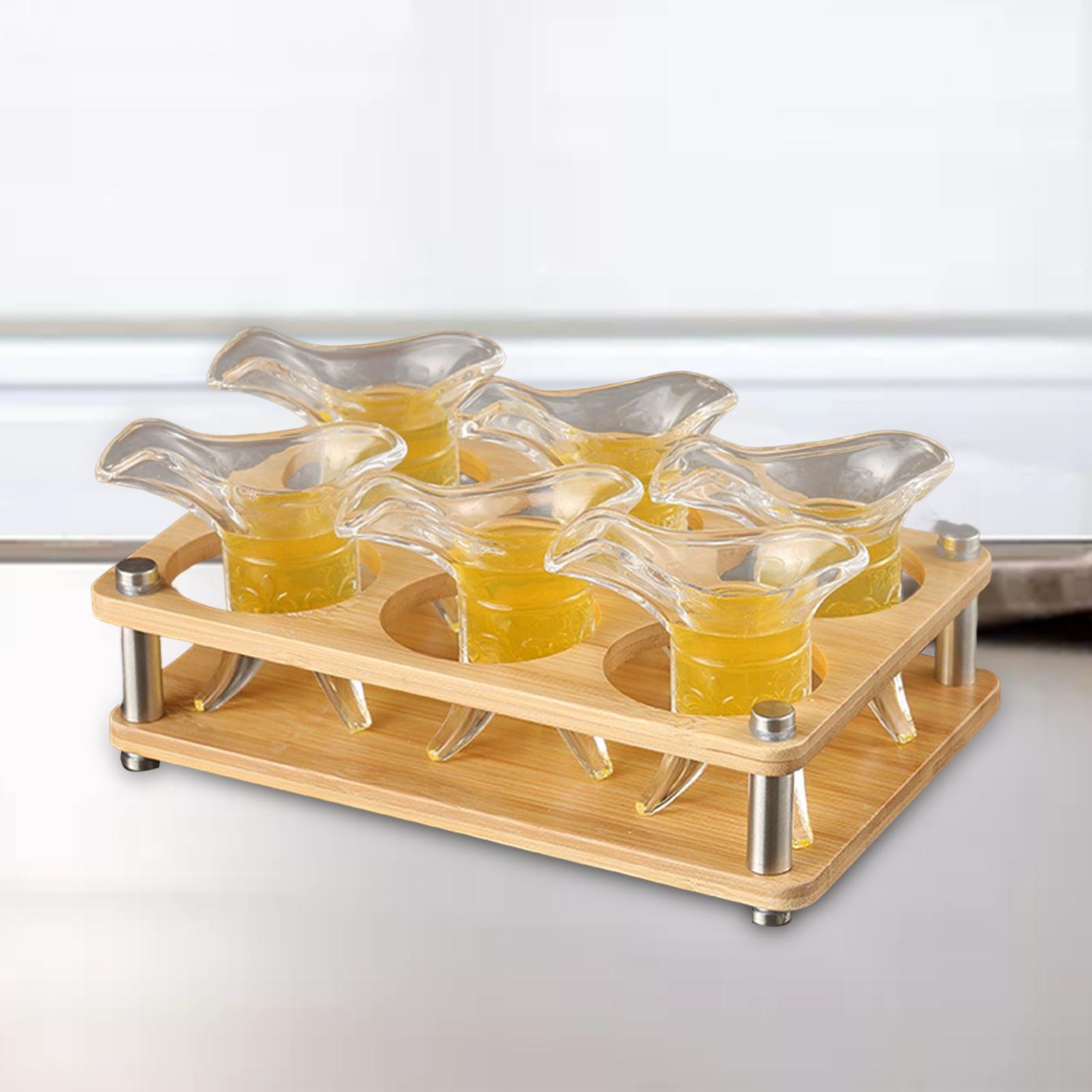 Glasses Holder Wood Cup Rack Holder Serving Tray Durable for Bar Events