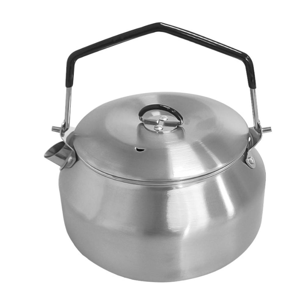 Outdoor Stainless Steel Kettle Locking Handle Camping Hung Pot Portable Coffee Pot Tea Pot Picnic Cooker 1.1L Teapot Water Boiling Accessory