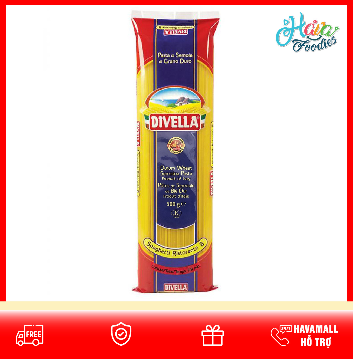 Mì Ý Spaghetti Divella Số 8 (500g)