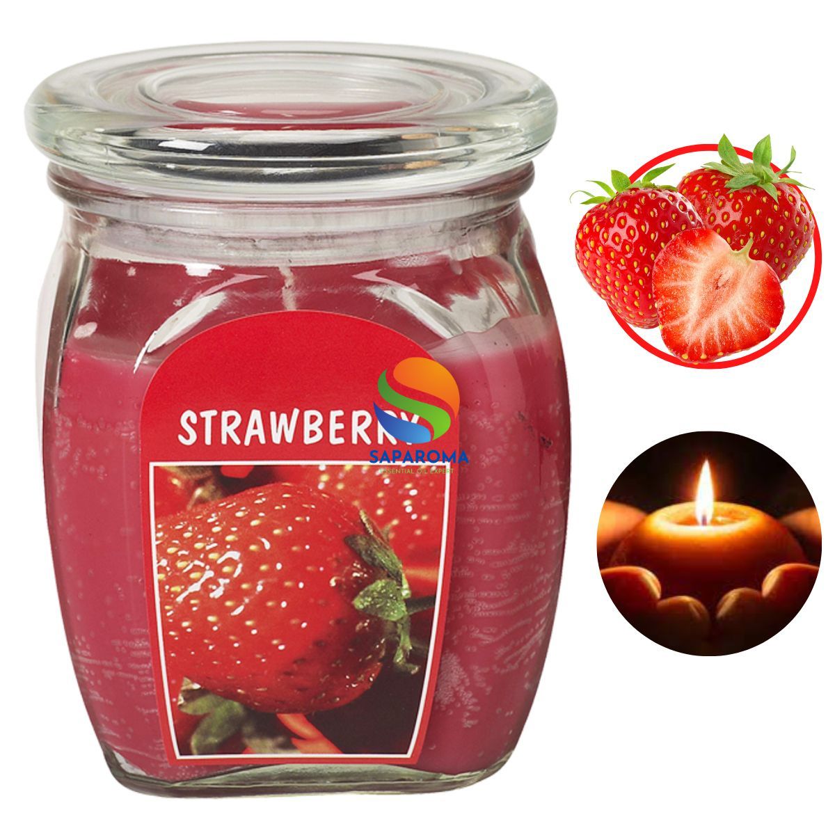 Hũ nến thơm tinh dầu Bolsius Strawberry 305g QT024370 - hương dâu tây, nến trang trí, thơm phòng, thư giãn, Hỗ trợ khử mùi