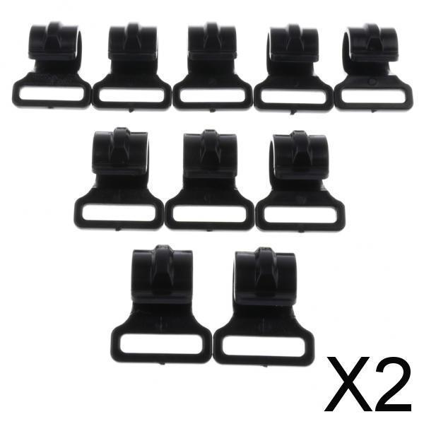 2x10pcs Camping Tent Clips Accessories Outdoor Tent Hook Clamp Black 2.5cm