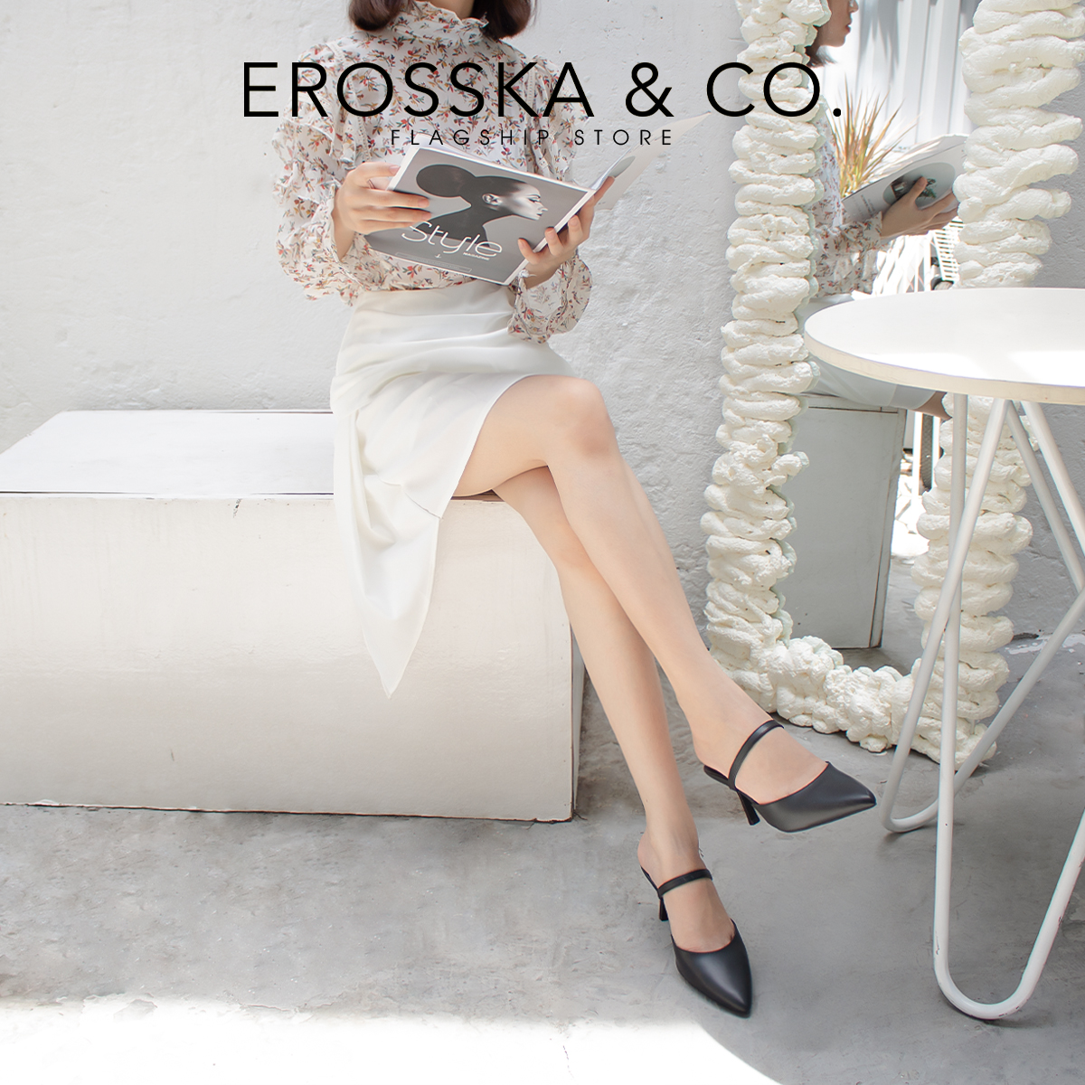 Dép sục cao gót thời trang Erosska quai mảnh phong cách Hàn Quốc cao 8cm EM073
