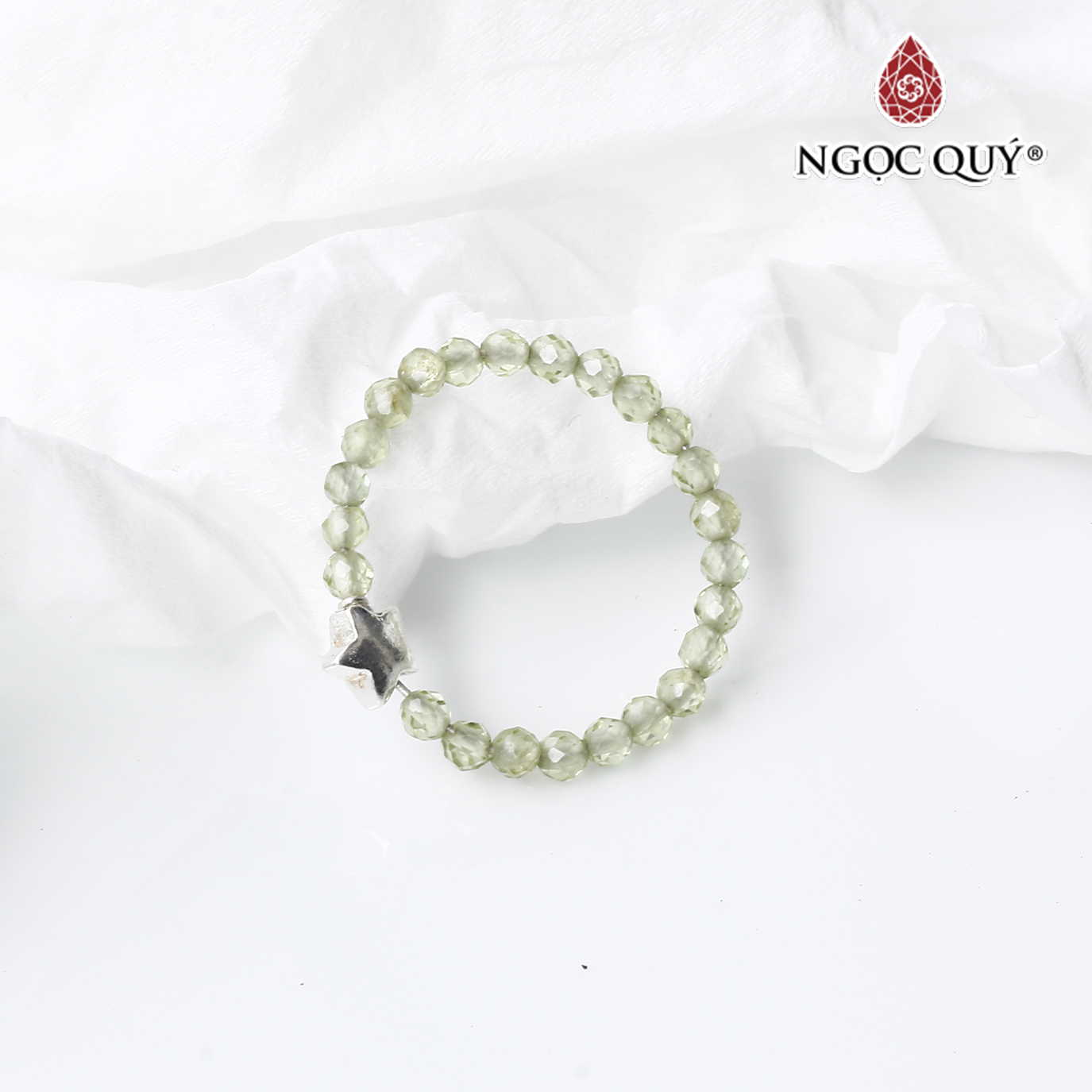 Nhẫn bạc ngôi sao đá thạch anh xanh mệnh hỏa mộc - Ngọc Quý Gemstones